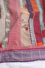 Load image into Gallery viewer, Vintage patch and stripe kantha quilt.