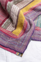 Load image into Gallery viewer, Vintage patch and stripe kantha quilt.