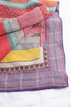 Load image into Gallery viewer, Vintage patch and stripe kantha quilt.