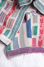 Load image into Gallery viewer, Multi colour patched white vintage kantha quilt.