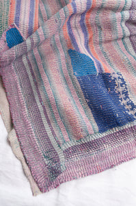 VIntage kantha quilt patchwork stripes.