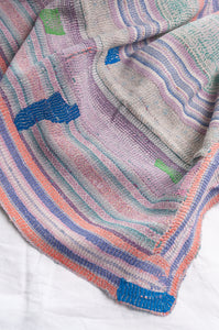 VIntage kantha quilt patchwork stripes.