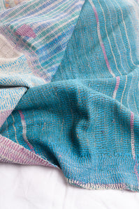 VIntage kantha quilt patchwork stripes.