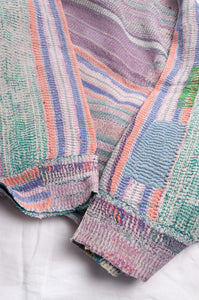 VIntage kantha quilt patchwork stripes.