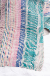 Vintage pastel stripe kantha quilt.