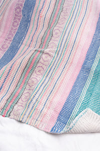 Vintage pastel stripe kantha quilt.