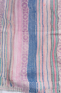 Vintage pastel stripe kantha quilt.