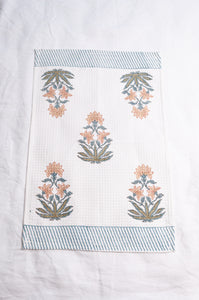 Waflle weave cotton blockprint hand towel.