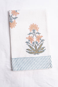 Waflle weave cotton blockprint hand towel.