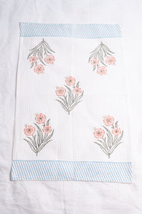 Waffle weave blockprint cotton hand towel - wallflower