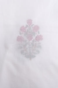 Pure cotton muslin summer quilt dohar white with pink floral Moghul print.