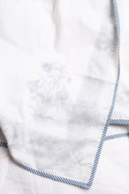 Load image into Gallery viewer, Pure cotton muslin summer quilt dohar white with blue floral Moghul print.