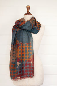 JH fine wool scarf - russet