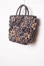 Load image into Gallery viewer, Sophie Digard croceht raffia bag with flowers in shades of blues and grey.