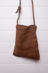 Sophie Digard cross body crocheted raffia bag in nutty brown, Dune.