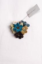 Load image into Gallery viewer, Sophie Digard velvet jonquille brooch in blues and greens.