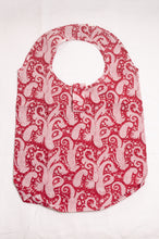 Load image into Gallery viewer, Fabric shopping tote, rollable, in blockprint paisley cotton.