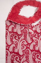 Load image into Gallery viewer, Fabric shopping tote, rollable, in blockprint paisley cotton.