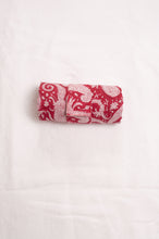 Load image into Gallery viewer, Fabric shopping tote, rollable, in blockprint paisley cotton.