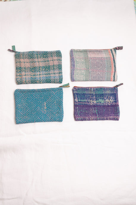 Vintage kantha quilt pouches. one of a kind.