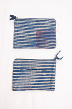 Load image into Gallery viewer, Vintage kantha quilt zippered pouch in overdyed indigo blockprint.