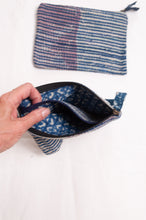 Load image into Gallery viewer, Vintage kantha pouch - indigo stripes