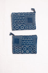 Vintage kantha pouch - indigo patch