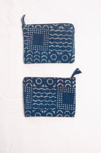 Vintage kantha pouch - indigo patch