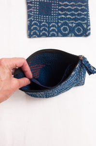 Vintage kantha pouch - indigo patch