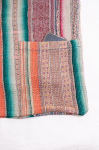 Vintage kantha tote bag - multi stripes