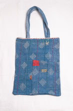 Load image into Gallery viewer, Vintage kantha tote bag - sky blue