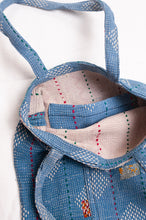 Load image into Gallery viewer, Vintage kantha tote bag - sky blue