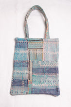 Load image into Gallery viewer, Vintage kantha tote bag - vintage blues