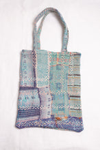 Load image into Gallery viewer, Vintage kantha tote bag - vintage blues