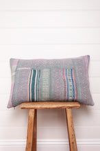 Load image into Gallery viewer, Vintage pastel stripe kantha bolster cushion.