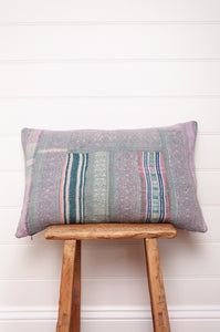 Vintage pastel stripe kantha bolster cushion.