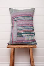 Load image into Gallery viewer, Vintage pastel stripe kantha bolster cushion.