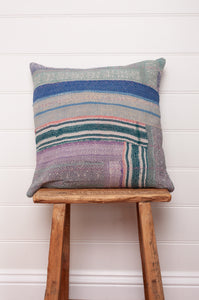 Vintage pastel stripe kantha cushion.