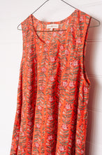 Load image into Gallery viewer, Juniper Hearth Tulsi dress in coral floral cotton blockprint.