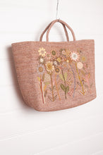 Load image into Gallery viewer, Sophie Digard embroidered and appliqued raffia bag, in natural blush tones.