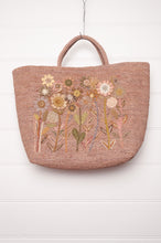 Load image into Gallery viewer, Sophie Digard embroidered and appliqued raffia bag, in natural blush tones.