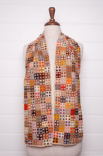 Load image into Gallery viewer, Sophie Digard crochet wool scarf tiny squares with spots in warm earthy tones.