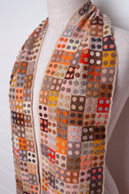 Load image into Gallery viewer, Sophie Digard crochet wool scarf tiny squares with spots in warm earthy tones.