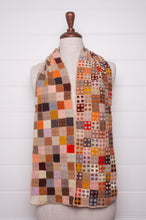 Load image into Gallery viewer, Sophie Digard crochet wool scarf tiny squares with spots in warm earthy tones.