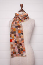 Load image into Gallery viewer, Sophie Digard crochet wool scarf tiny squares with spots in warm earthy tones.