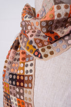 Load image into Gallery viewer, Sophie Digard crochet wool scarf tiny squares with spots in warm earthy tones.