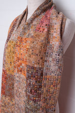 Load image into Gallery viewer, Sophie Digard crochet wool scarf tiny squares forming larger patches of earthy tones.