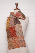 Load image into Gallery viewer, Sophie Digard crochet wool scarf tiny squares forming larger patches of earthy tones.