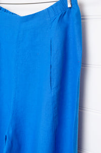 Banana Blue bright blue linen pants.