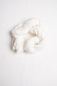 White linen gauze scarf.